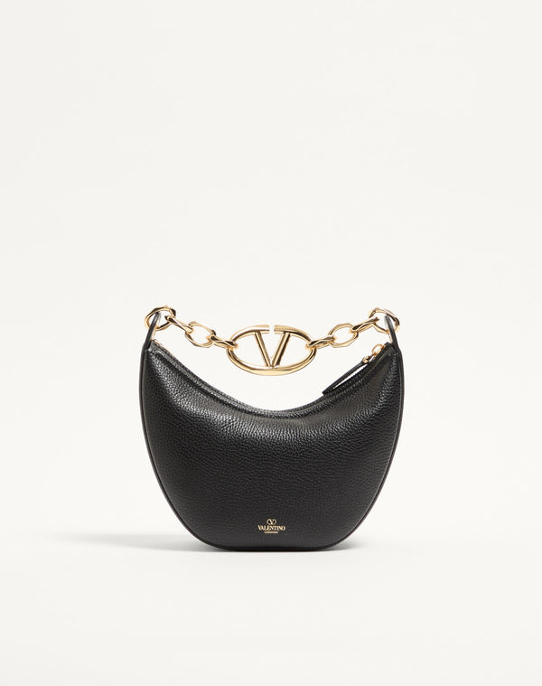 Mini Hobo Vlogo Moon Bag  In Vitello Granato Con Catena
