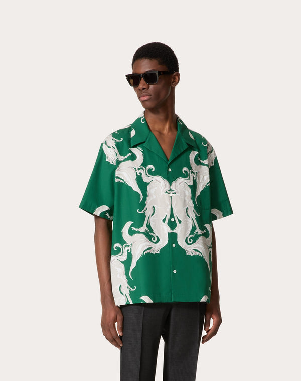 Camicia Da Bowling In Popeline Di Cotone Con Stampa Metamorphos Siren