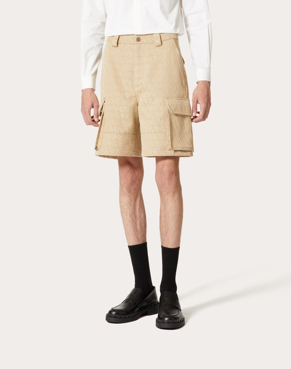 Bermuda Cargo In Cotone Pesante Con Motivo Toile Iconographe