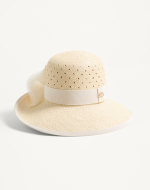 Cappello Vlogo Signature In Panama Traforato E Fiocco In Organza