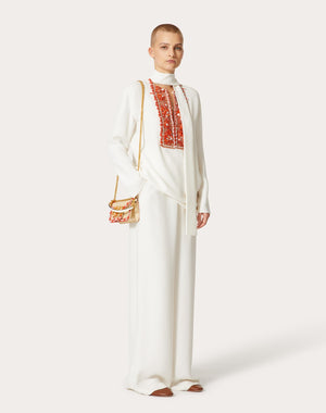 Borsa Piccola A Spalla Valentino Garavani Locò In Rafia Con Profilo Ricamato