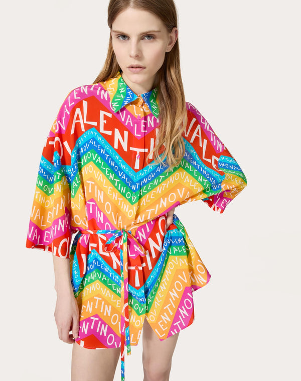 Camicia In Crepe De Chine Valentino Chevron 24 