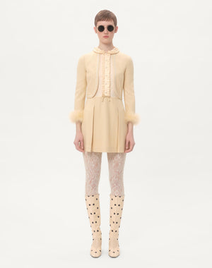 Abito Corto In Rustic Silk Con Piume