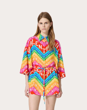 Camicia In Crepe De Chine Valentino Chevron 24 