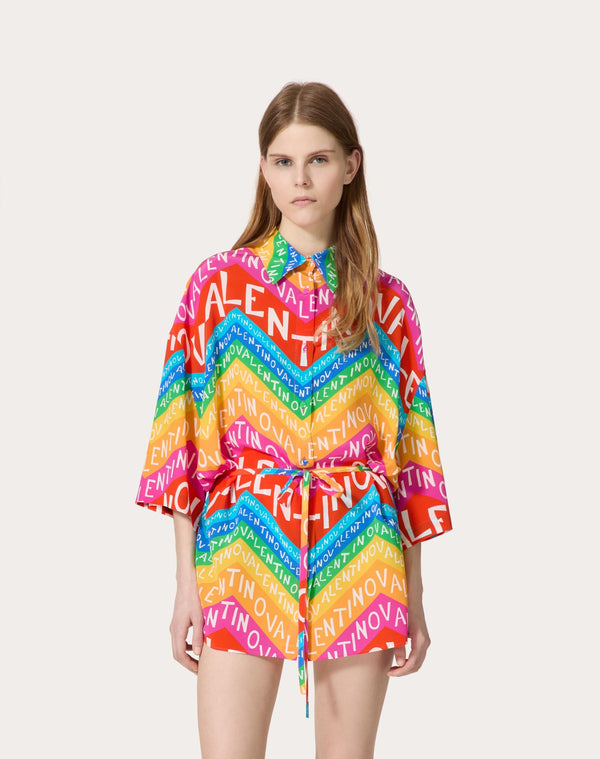 Camicia In Crepe De Chine Valentino Chevron 24 