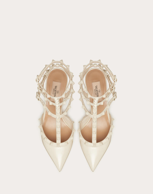 Décolleté Rockstud In Vernice Con Cinturini E Borchie In Tono 65Mm