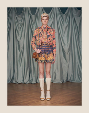 Gonna In Lino Paisley Medaglioni Voyage Imaginaire 