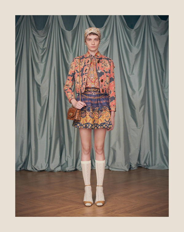 Gonna In Lino Paisley Medaglioni Voyage Imaginaire 