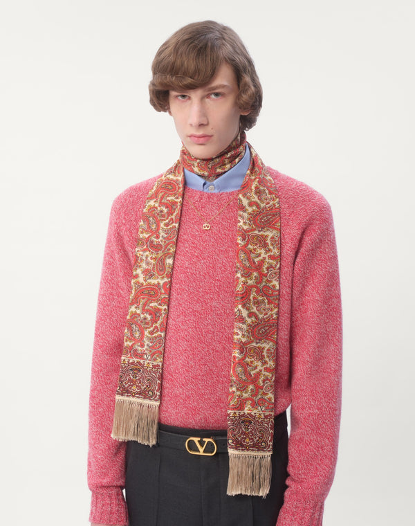 Scarf Bandeaux Voyage Imaginaire In Seta Con Frange