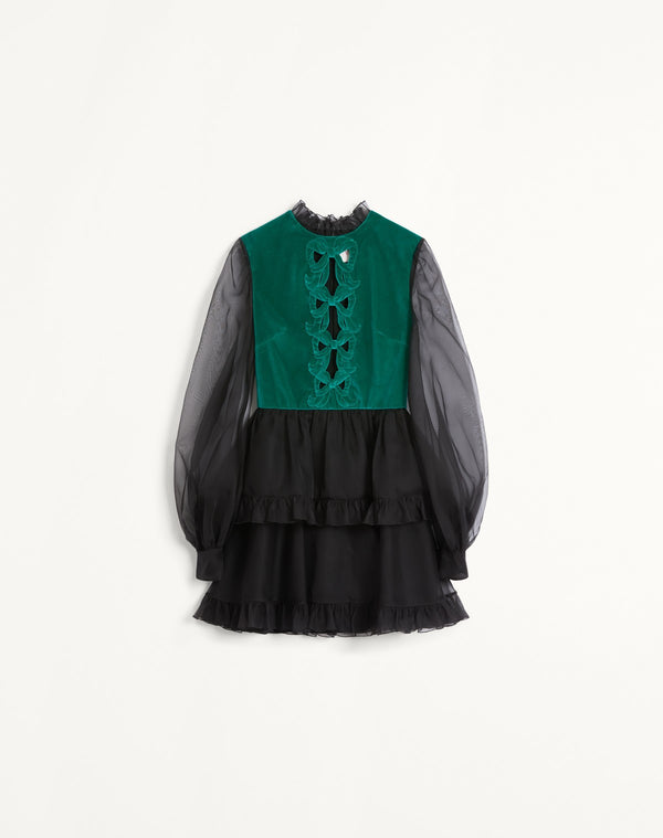 Abito Corto In Organza Ricamato