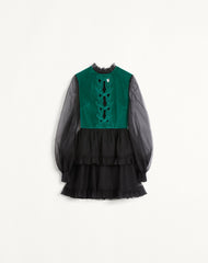 Abito Corto In Organza Ricamato