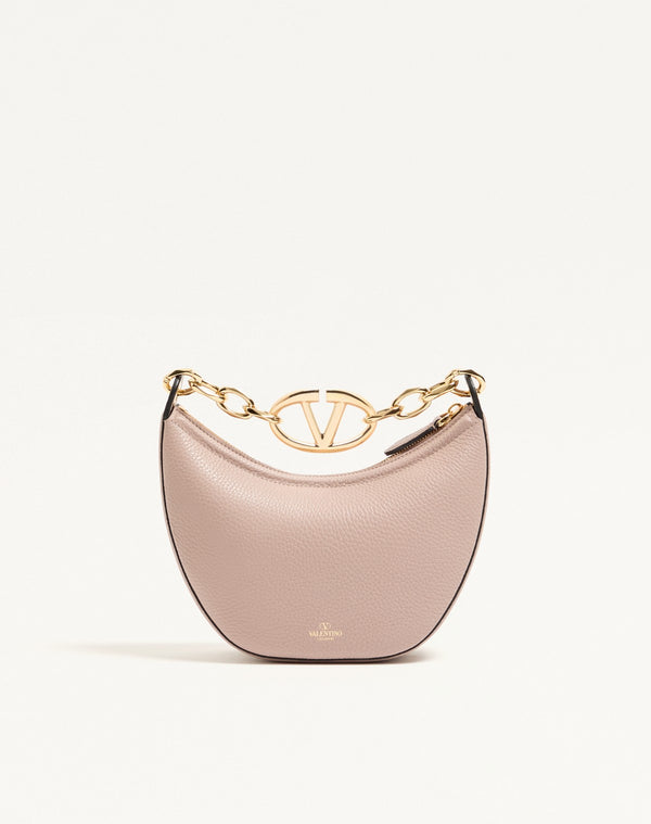 Mini Hobo Vlogo Moon Bag  In Vitello Granato Con Catena