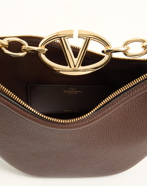 Mini Hobo Vlogo Moon Bag  In Vitello Granato Con Catena