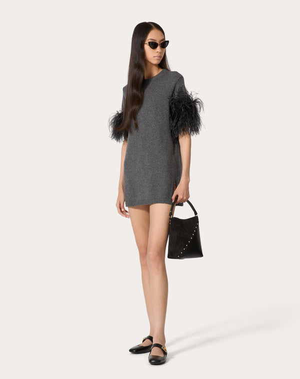 Borsa A Secchiello Valentino Garavani Valentino Garavani Rockstud Wispy In Vitello E Camoscio