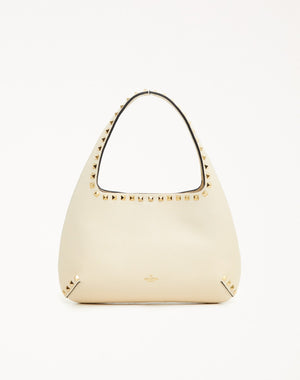 BORSA HOBO PICCOLA ROCKSTUD IN VITELLO GRANATO