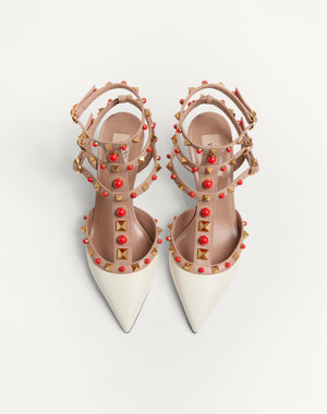 Décolleté Rockstud In Vitello Con Pietre Cabochon 65Mm