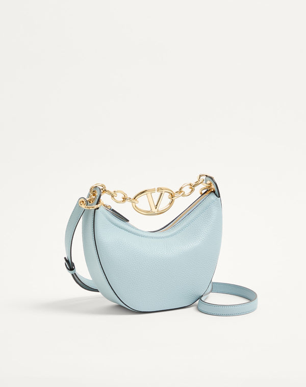 Mini Hobo Vlogo Moon Bag  In Vitello Granato Con Catena