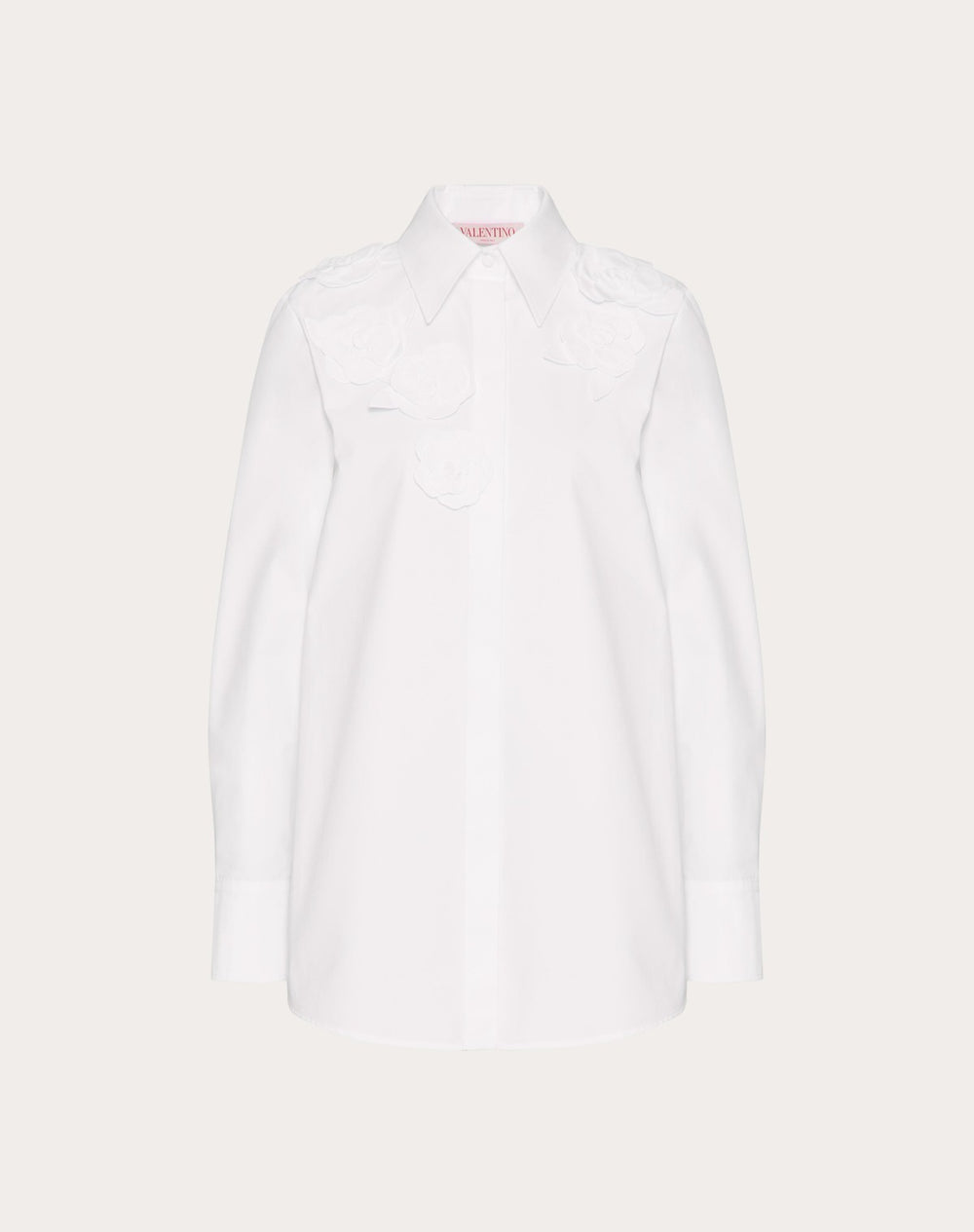 Camicia In Compact Popeline Ricamata