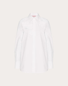 Camicia In Compact Popeline Ricamata
