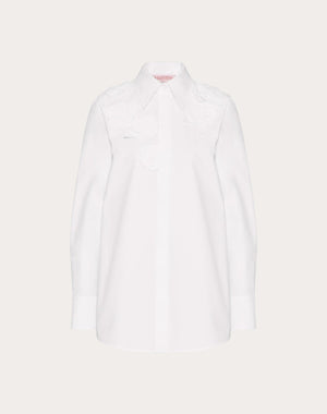 Camicia In Compact Popeline Ricamata
