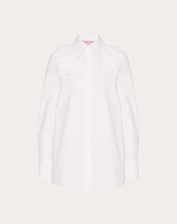 Camicia In Compact Popeline Ricamata