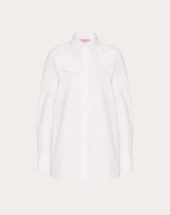 Camicia In Compact Popeline Ricamata