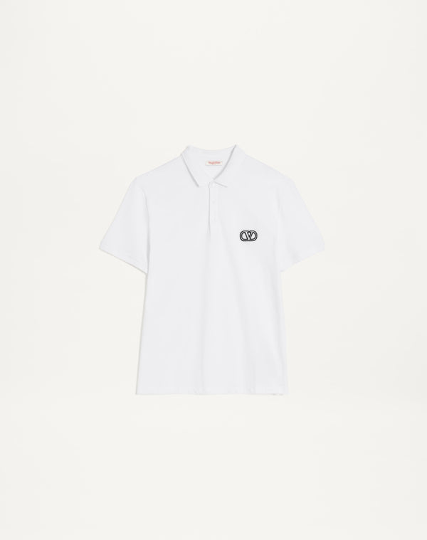 Polo In Piquet Di Cotone Con Patch Vlogo Signature