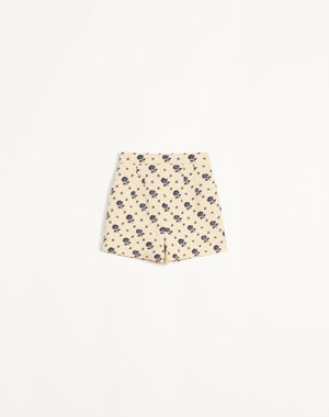 Shorts In Crepe Couture Fiorellino Blu Papier Floral 