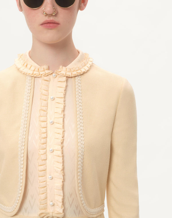 Abito Corto In Rustic Silk Con Piume