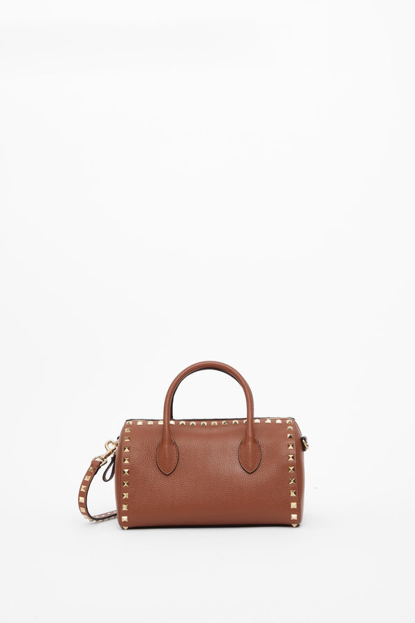 BORSA A MANO ROCKSTUD IN VITELLO GRANATO