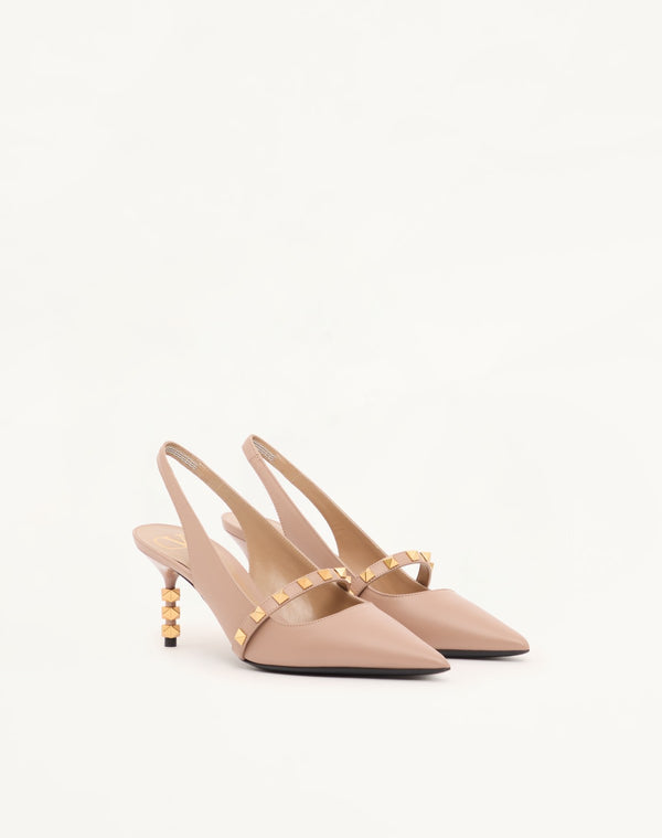 DÉCOLLETÉ SLINGBACK ROCKSTUD CON TACCO SCULTURA IN VITELLO 70MM