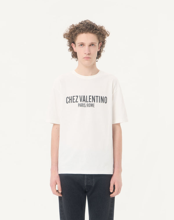 T-Shirt In Cotone Con Stampa Chez Valentino