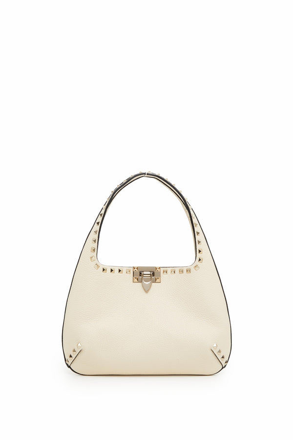 BORSA HOBO PICCOLA ROCKSTUD IN VITELLO GRANATO