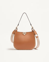 Borsa Hobo Valentino Garavani Rockstud In Vitello Granato