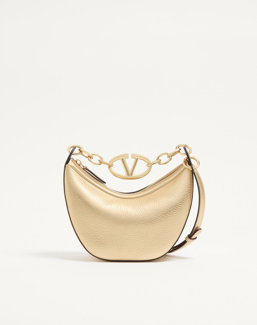 Mini Hobo Vlogo Moon Bag In Vitello Granato Metallizzato Con Catena