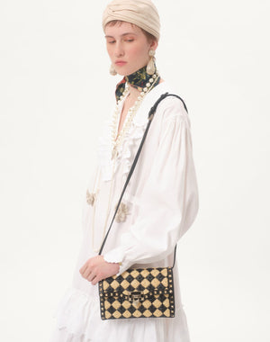 Borsa Piccola A Tracolla Valentino Garavani Rockstud Ricamata In Rafia