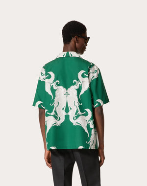 Camicia Da Bowling In Popeline Di Cotone Con Stampa Metamorphos Siren