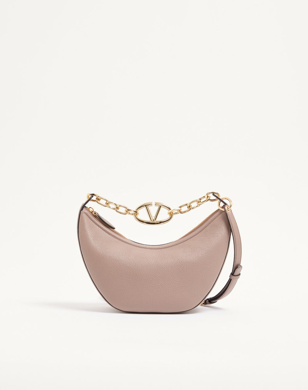 Hobo Piccola Vlogo Moon Bag In Vitello Granato Con Catena