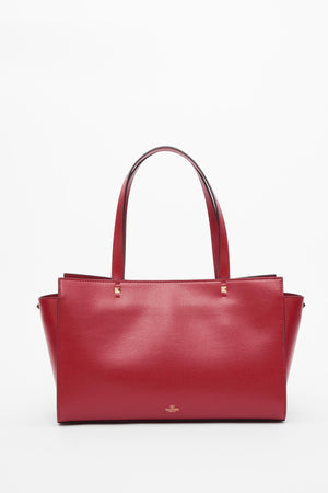 BORSA GRANDE ROCKSTUD FIERCE IN VITELLO GRANATO 