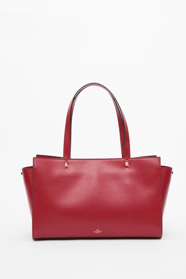BORSA GRANDE ROCKSTUD FIERCE IN VITELLO GRANATO 