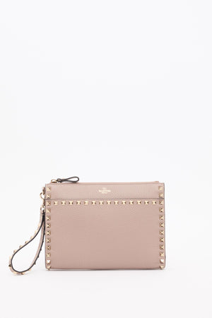 POUCH ROCKSTUD IN VITELLO GRANATO