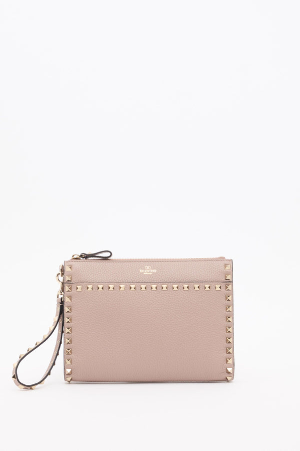 POUCH ROCKSTUD IN VITELLO GRANATO