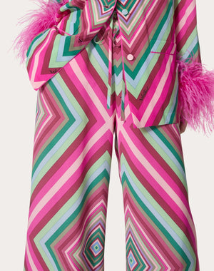 Pantaloni In Crepe De Chine Valentino Rhombus 75 