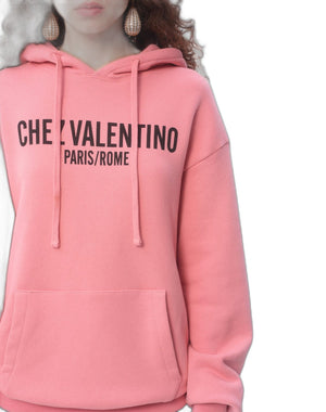 Felpa In Cotone Con Cappucco E Stampa Chez Valentino