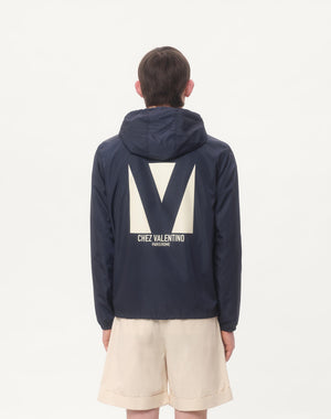 Giacca A Vento Con Cappuccio In Nylon Con Stampa Chez Valentino