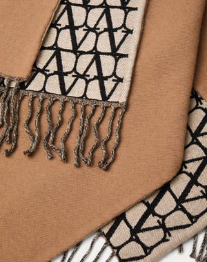 Poncho Double Toile Iconographe In Lana, Seta E Cachemire 