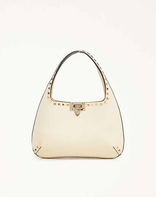 BORSA HOBO PICCOLA ROCKSTUD IN VITELLO GRANATO