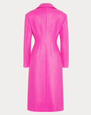 Cappotto Lungo In Diagonal Double Wool Con Dettaglio Fiocco