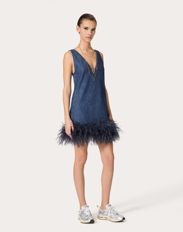 Abito Corto In Chambray Denim 