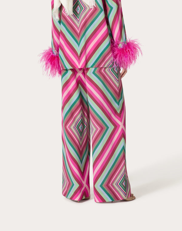Pantaloni In Crepe De Chine Valentino Rhombus 75 